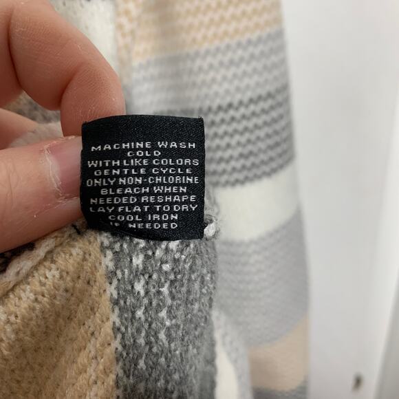 3/$20 Verve Ami women's neutral striped open front draped cardigan sweater SZ L - Picture 10 of 10